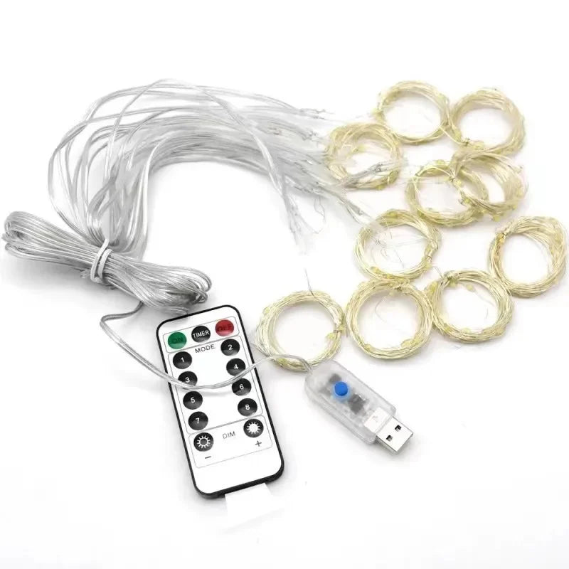 Rideau Lumineux LED à Fil de Cuivre – 8 Modes avec Télécommande USB