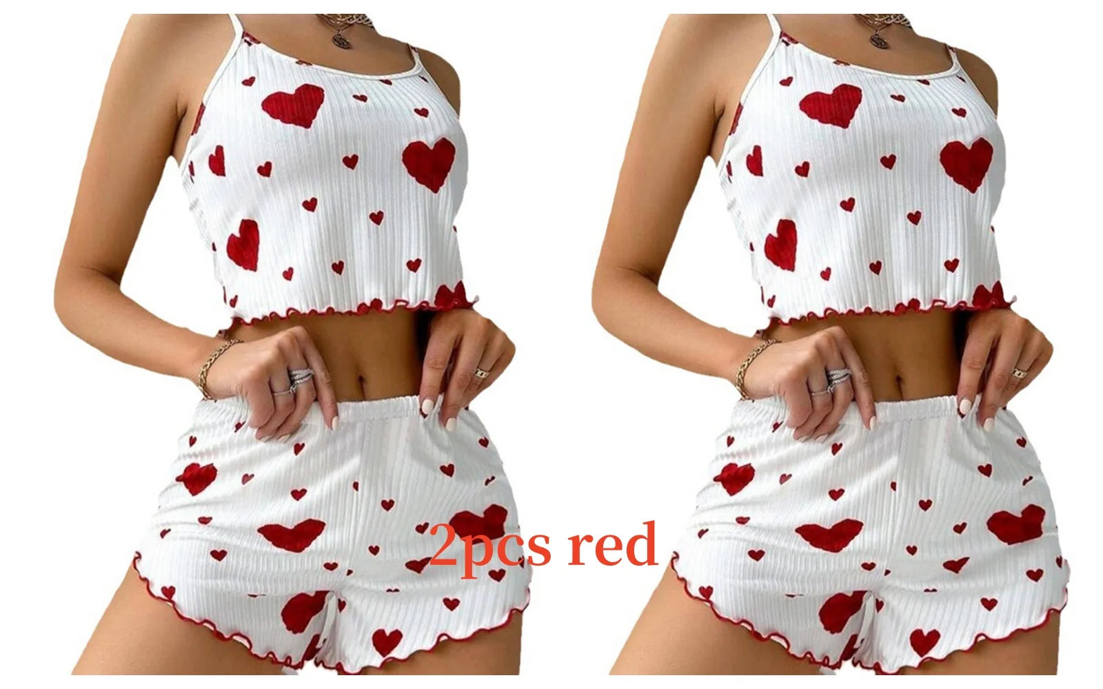 Ensemble de Pyjamas d’Amour pour Femmes – Vêtements de Nuit Courts 2 Pièces, Doux et Respirant