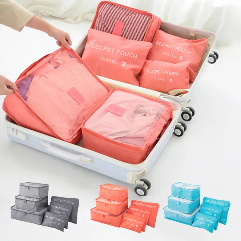 Ensemble de 6 Sac d'Espacement avec Fermeture Eclair, Grande Capacité, Pour Bagages, Vêtements