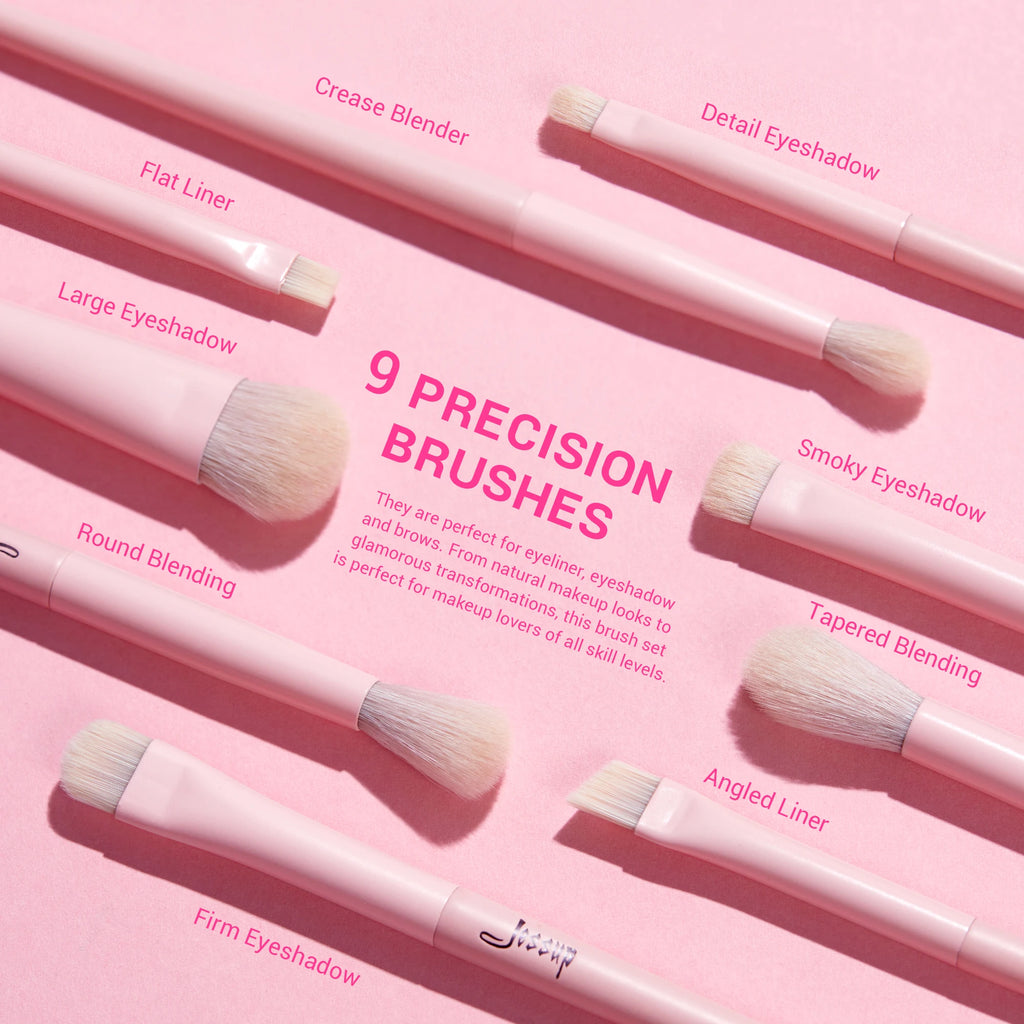 Set de Pinceaux de Maquillage Professionnel Rose Premium avec Poil Vegan – 14 pièces