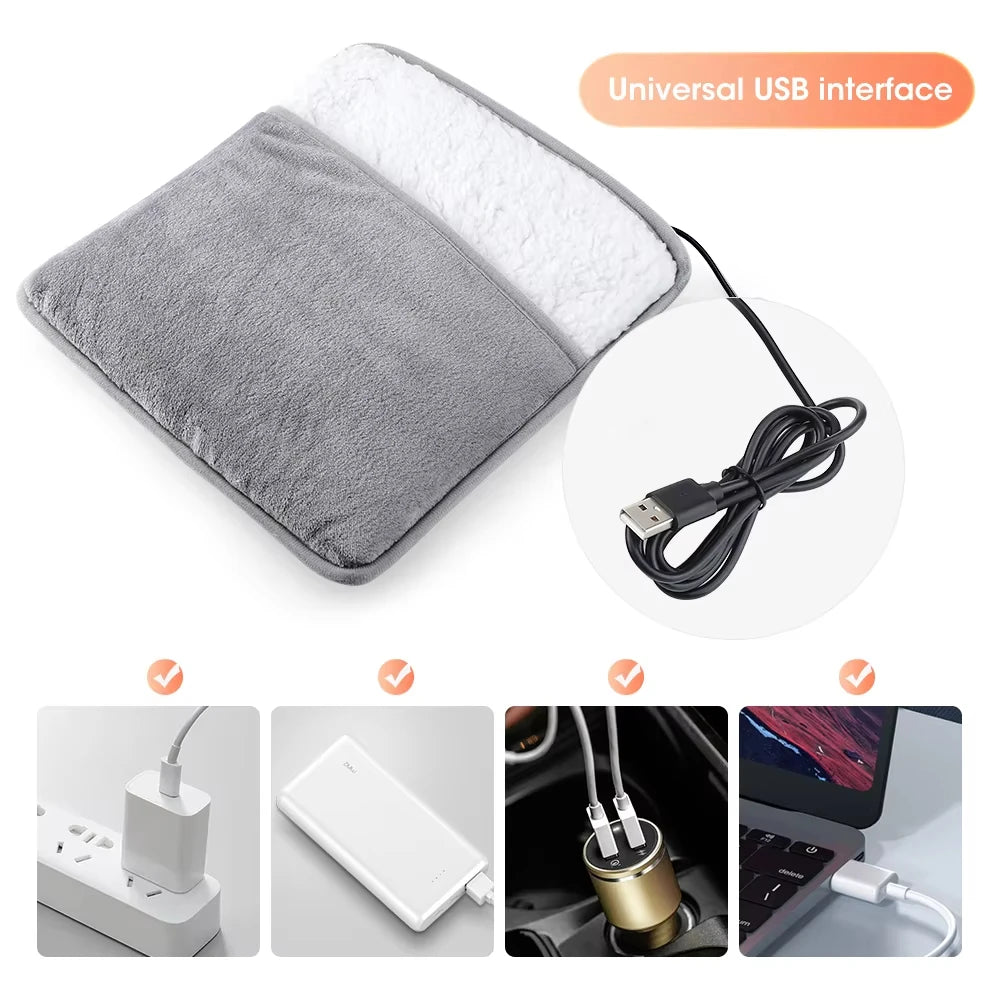 Coussin Chauffant Électrique pour Pieds – Alimenter par USB, Peluche Douce et Lavable