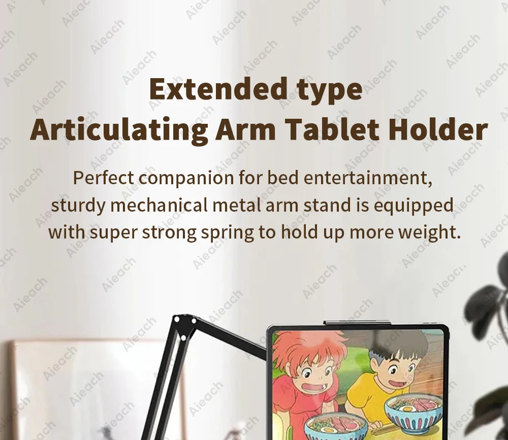 Support de Tablette et Téléphone pour Lit – Bras Métallique 90 cm Rotatif 360°