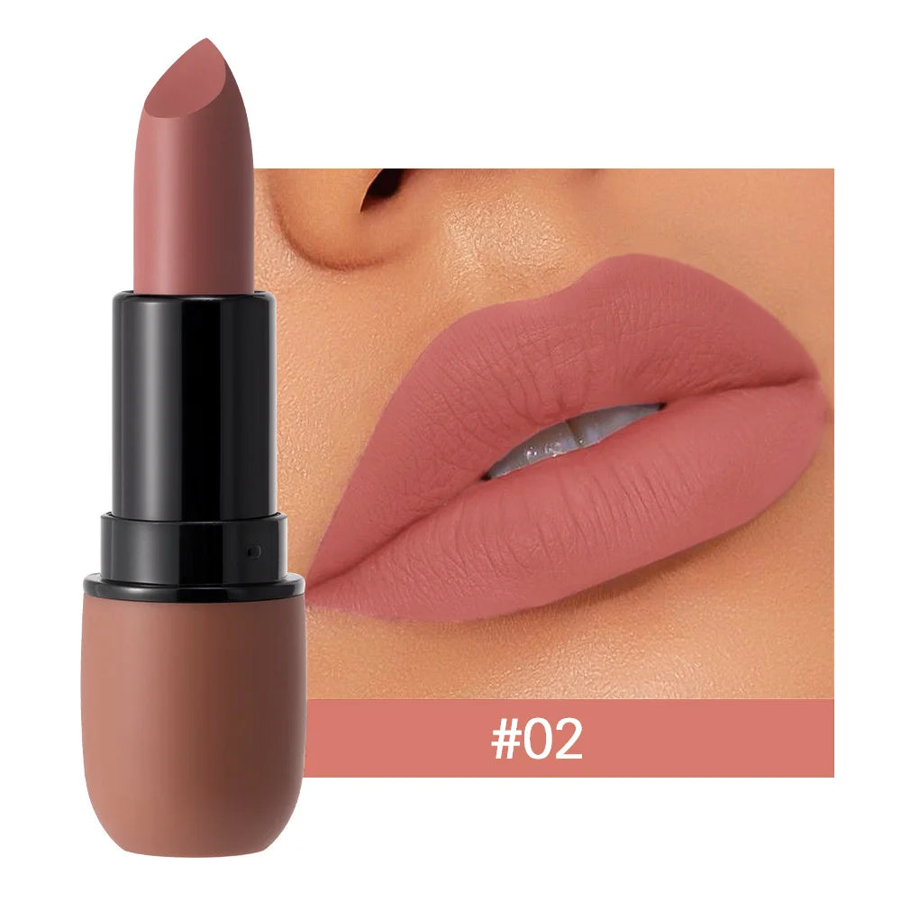 Rouge à Lèvres Mat 6 Couleurs – Velours, Imperméable & Longue Durée