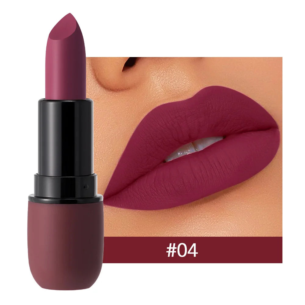 Rouge à Lèvres Mat 6 Couleurs – Velours, Imperméable & Longue Durée