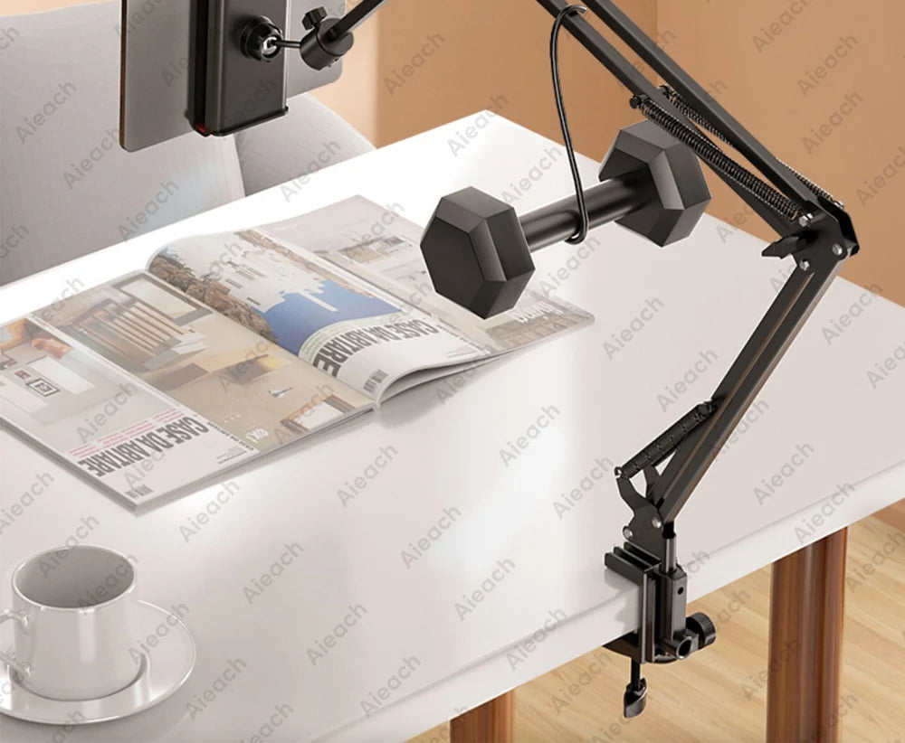 Support de Tablette et Téléphone pour Lit – Bras Métallique 90 cm Rotatif 360°