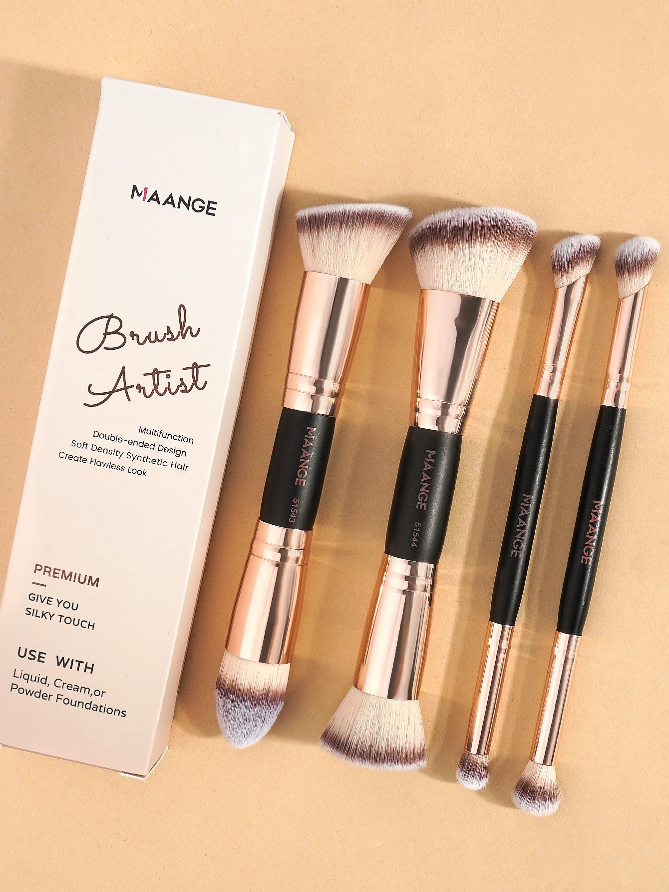 Ensemble de Pinceaux de Maquillage de Base – 4 Pièces avec Boîte