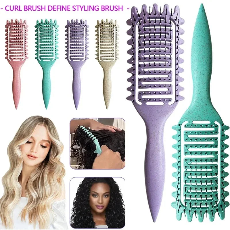 Brosse Définition de Boucles 3-en-1, un Outil Polyvalent Conçu pour Démêler, Définir et Styliser