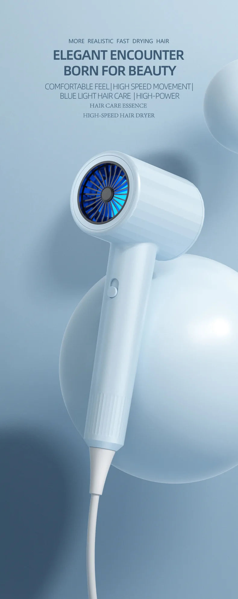 MINI Sèche Cheveux 750W avec Sac de Transport , Air Chaud Thermostatique