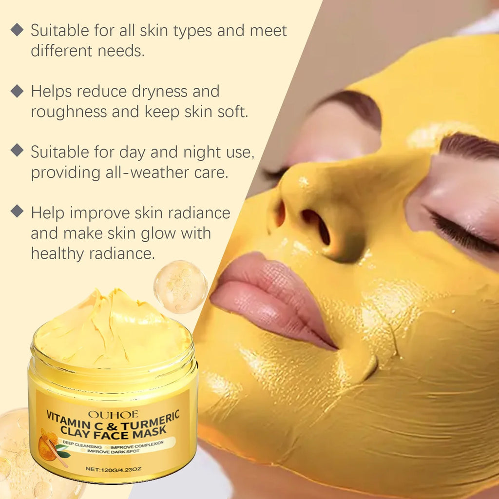 Masque Facial Exfoliant à la Vitamine C & Curcuma – Nettoyage en Profondeur et Traitement Anti-Acné