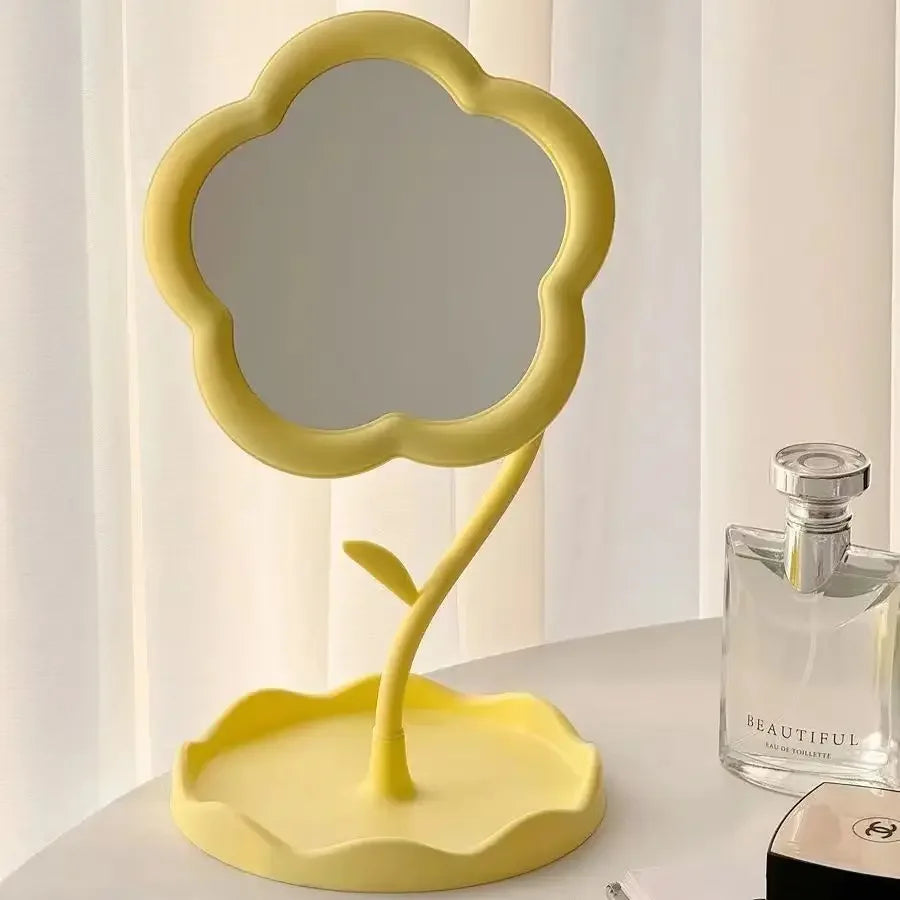Miroir de Bureau Créatif à Fleurs – Décoratif pour Chambre et Dortoir