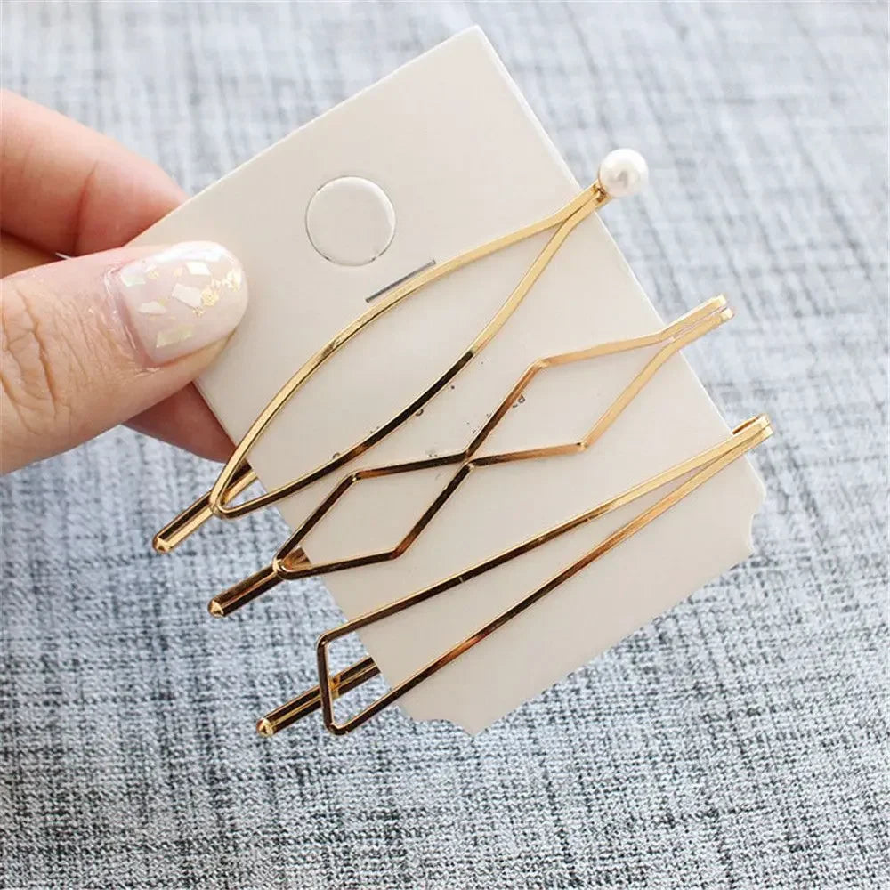 Korea Simple Metal Hair Clips for Women Geometric Rhombus Gold Silver Color Hairpins Hair Accessories Barrettes Clips