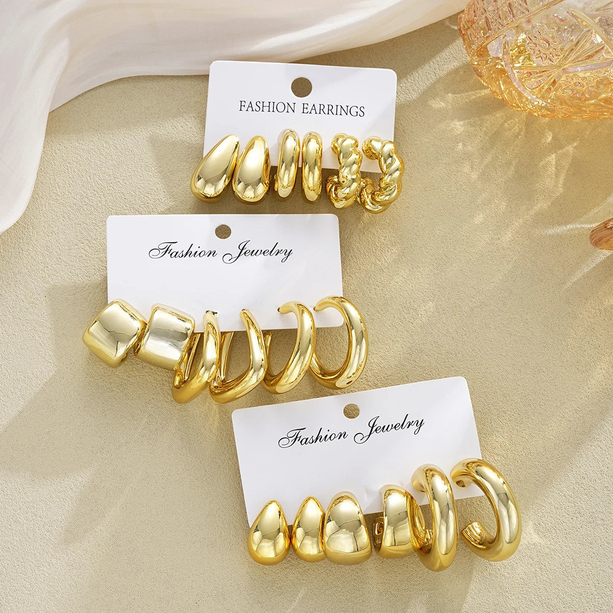 Ensemble de Boucles d’Oreilles – Style Vintage, Géométrique & Mode