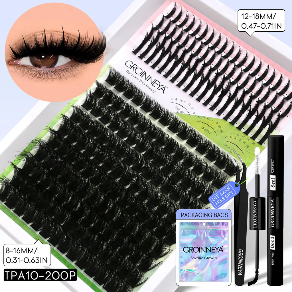Lash Clusters Kit DIY Manga Cluster Lashes Set Spikes Lashes Cluster Extension Full Set Individual Eyelashes Makeup