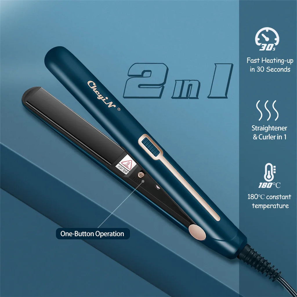 Mini Fer à Lisser & Bigoudi 2-en-1 – Portable, Température Constante 180°C, Double Tension