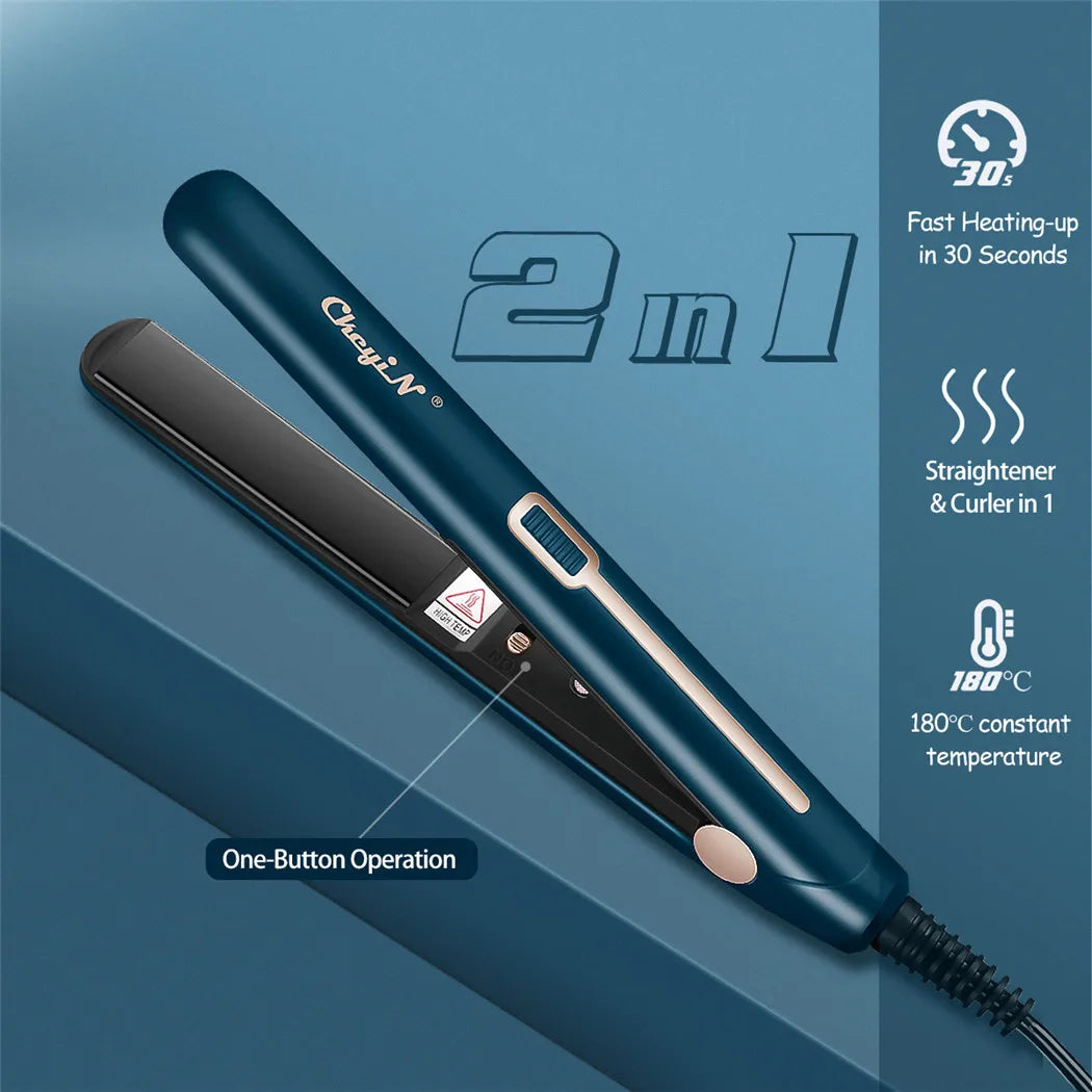 Mini Fer à Lisser & Bigoudi 2-en-1 – Portable, Température Constante 180°C, Double Tension