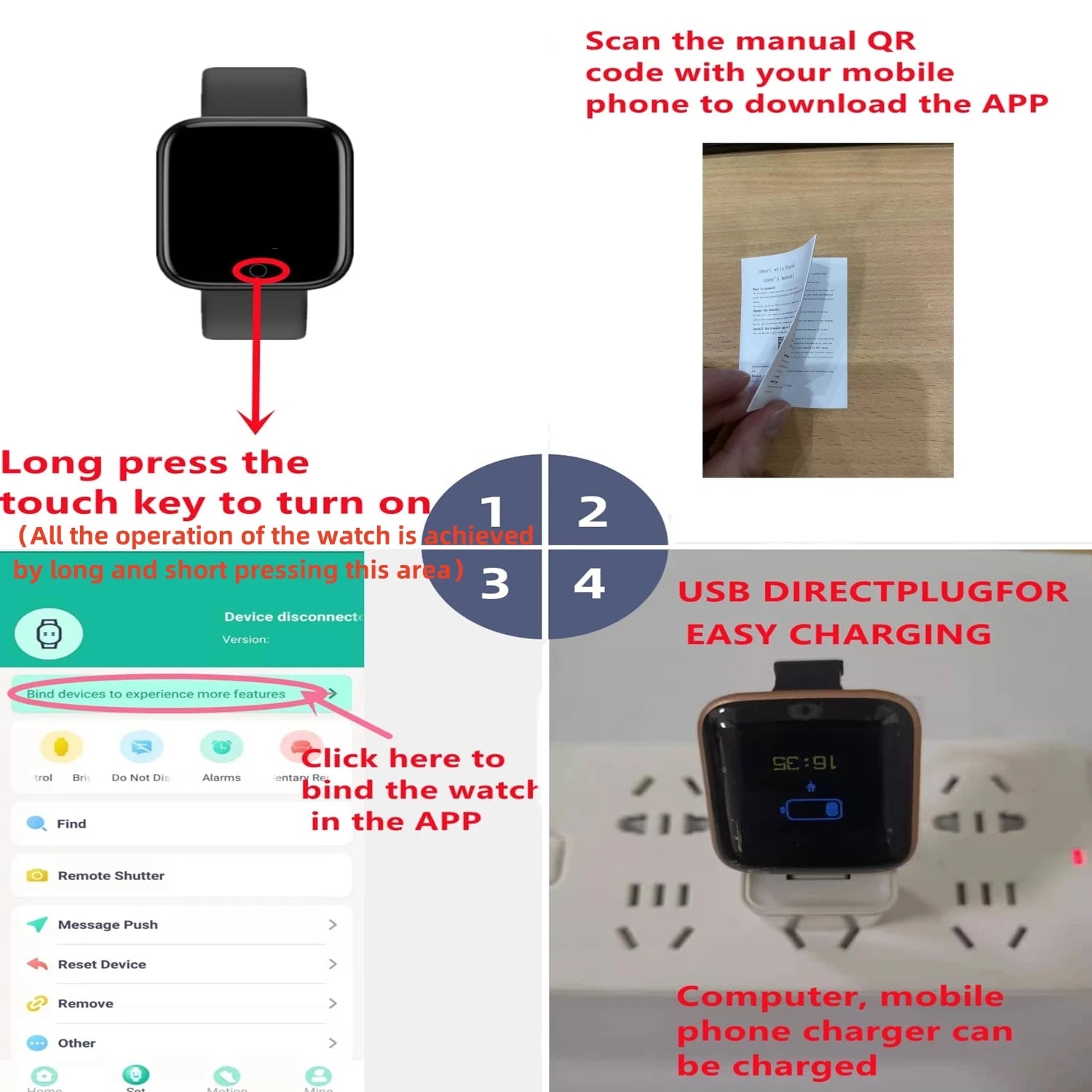 Montre Connectée Bluetooth Sport, Multi-usage – Homme & Femme