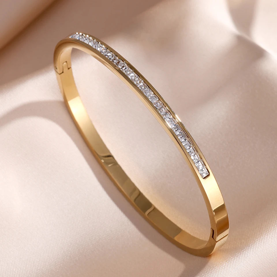 Ensemble De Bracelets En Acier Inoxydable Incrustés De Zircone – Multichoix