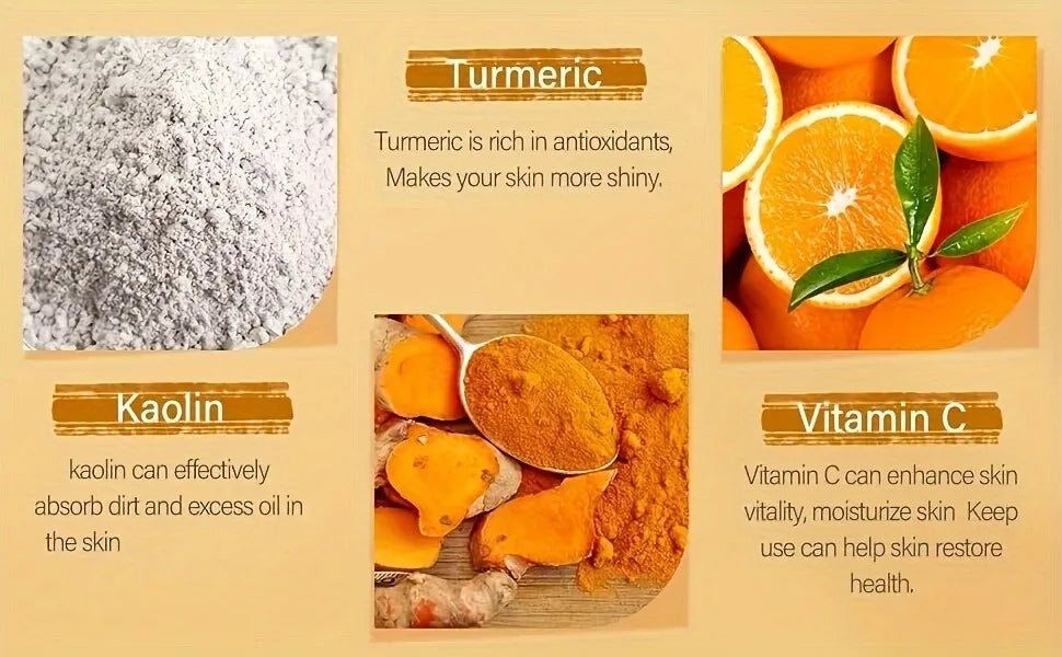 Masque Facial Exfoliant à la Vitamine C & Curcuma – Nettoyage en Profondeur et Traitement Anti-Acné
