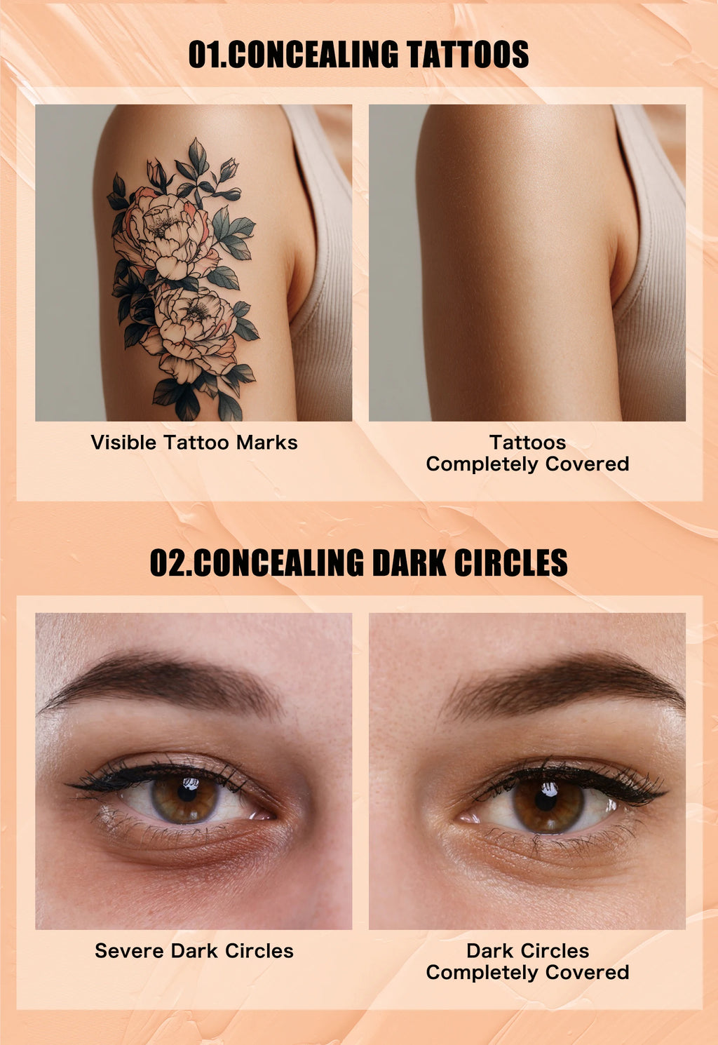 Bâton Correcteur & Fond de Teint 2 en 1 – Couvre-Cernes, Imperméable & Maquillage Impeccable