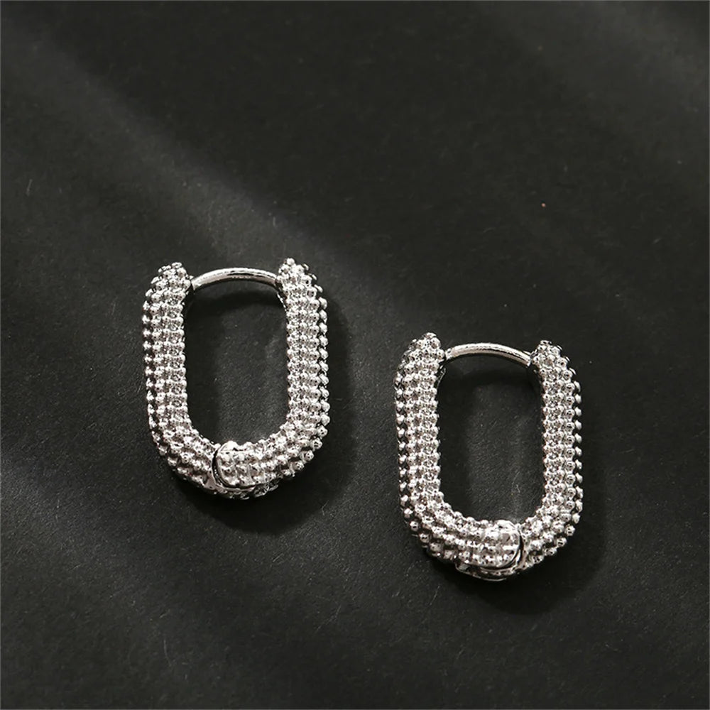 Boucles d’Oreilles Carrées Françaises en Alliage – Forme Géométrique Goutte d’Eau, Bijoux Tendance pour Femmes