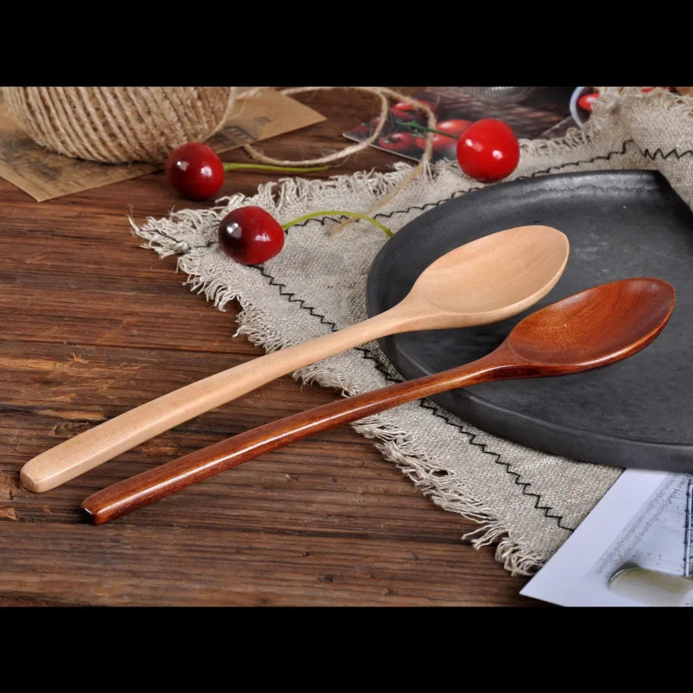 Cuillères en Bois Naturel Solide – Ustensiles de Cuisine Écologiques et Durables