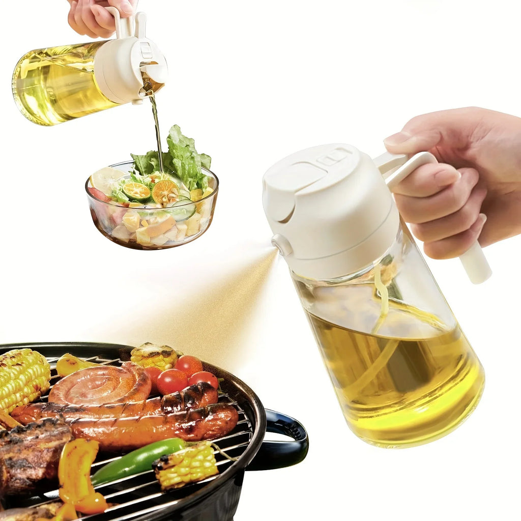 Bouteille de Pulvérisation d'Huile 2 en 1 – Distributeur et Injecteur 500 ml