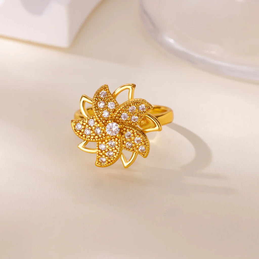 Bague Spinner Trèfle de Luxe – Anti-Stress Couleur Or 18K