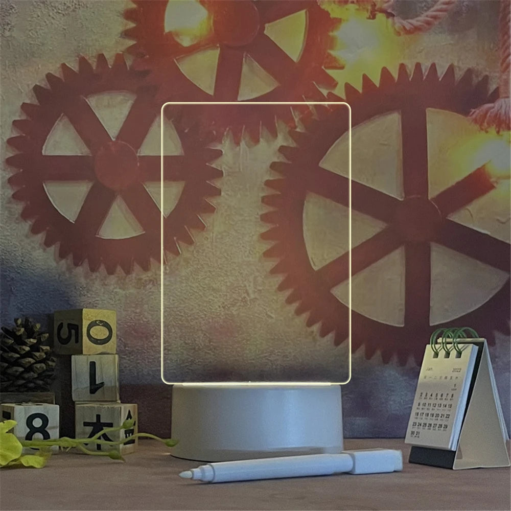 Tableau LED Lumineux Effaçable – Veilleuse USB Design & Mémo Créatif