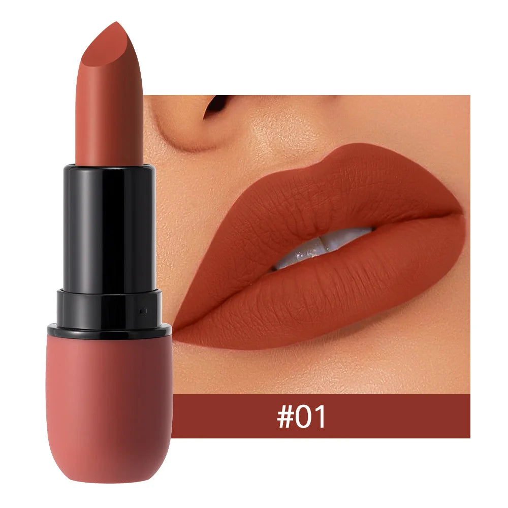 Rouge à Lèvres Mat 6 Couleurs – Velours, Imperméable & Longue Durée