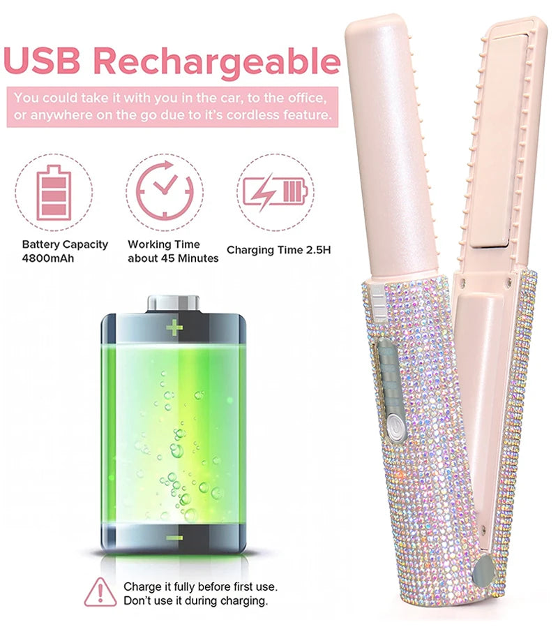 Lisseur Diamanté Électrique Alimenté par câble USB 2 en 1