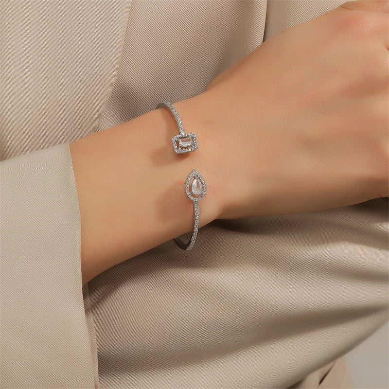 Bracelet Manchette Géométrique pour Femmes – Bijoux Mode Instagram en Zircone Cubique