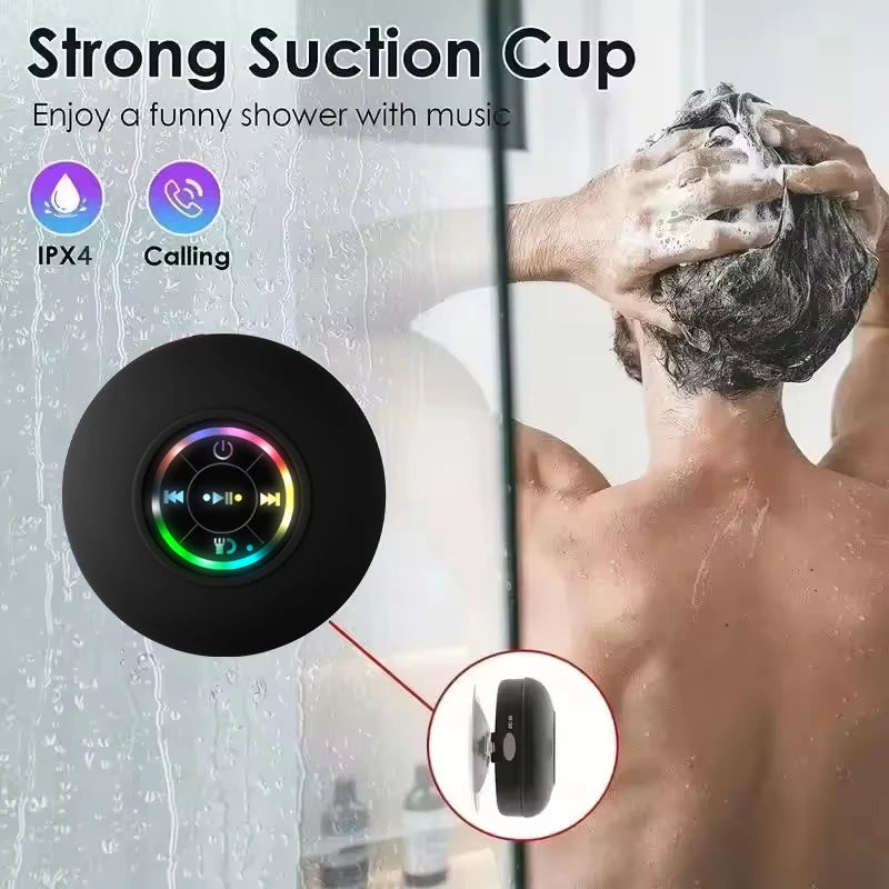 Haut-Parleur Bluetooth Portable Etanche IPX4 – Ventouse Intégrée & Lumière LED - Rechargeable par USB
