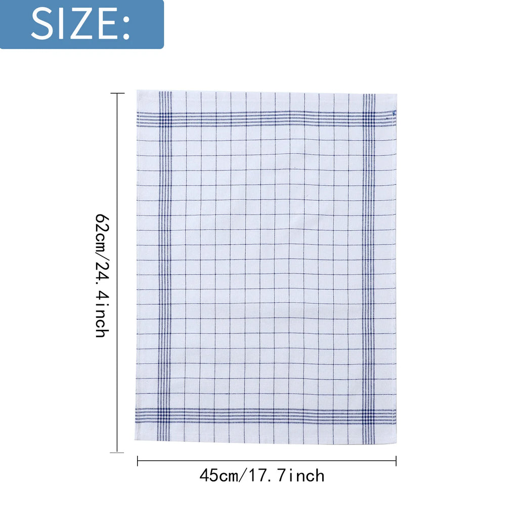 Large Plaid Kitchen Dish Towels Absorbent Tea Towels Soft and Reusable Cleaning Cloths Quick Drying Dish Rags for Washing Dishes