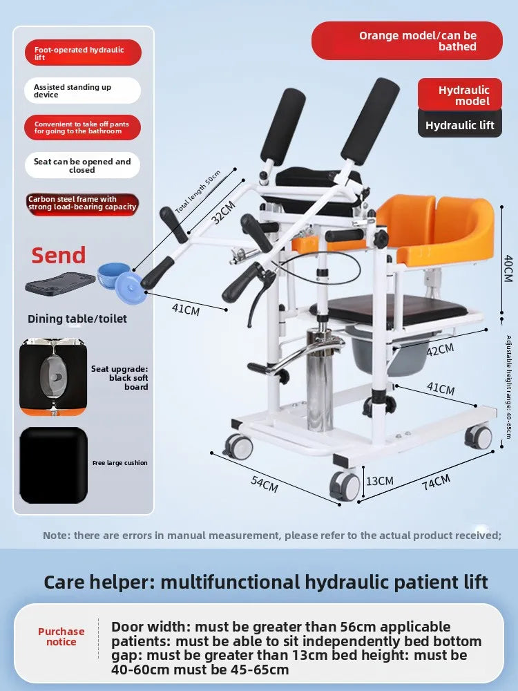 Chaise Hydraulique de Transfert d'ascenseur Patient W/180 ° Bac de lit à Siège Fendu
