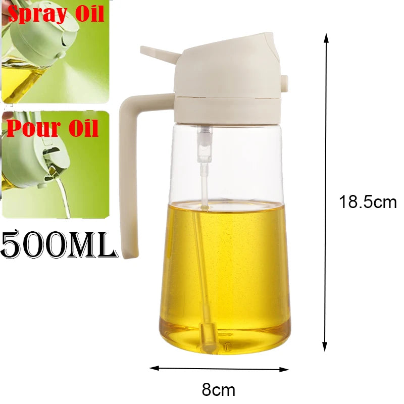 Bouteille de Pulvérisation d'Huile 2 en 1 – Distributeur et Injecteur 500 ml