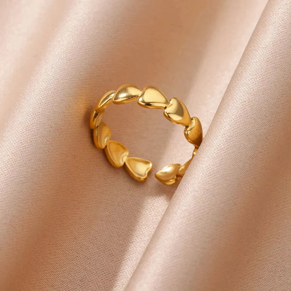 Bague Géométrique en Acier Inoxydable Couleur Or 18K – Zircon & Œil Protecteur