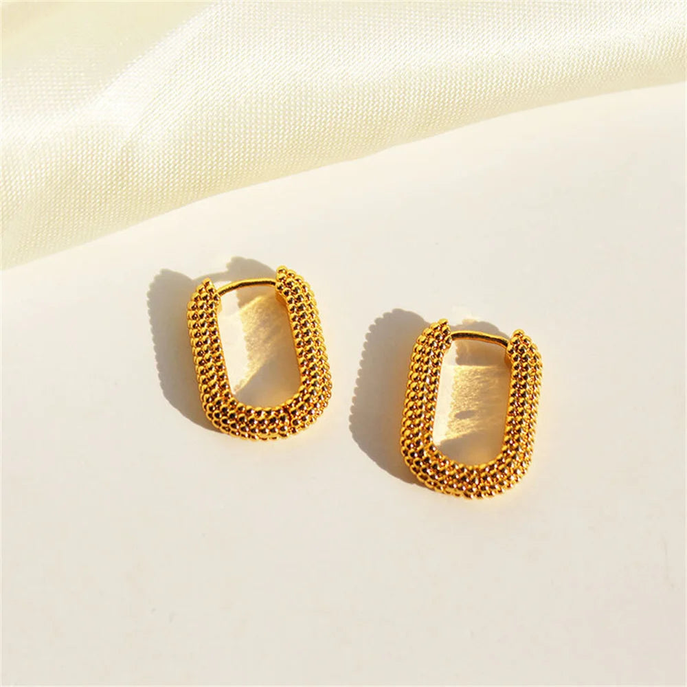 Boucles d’Oreilles Carrées Françaises en Alliage – Forme Géométrique Goutte d’Eau, Bijoux Tendance pour Femmes