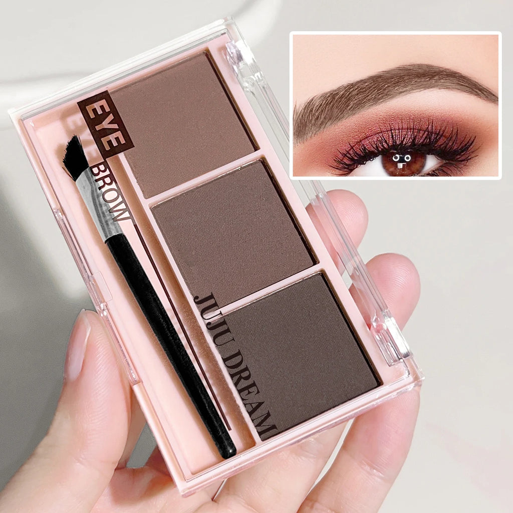 Ensemble de Poudre à Sourcils 3 Couleurs avec Pinceau