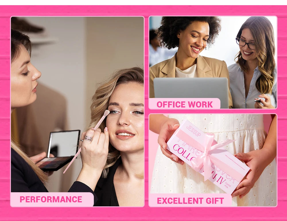 Set de Pinceaux de Maquillage Professionnel Rose Premium avec Poil Vegan – 14 pièces