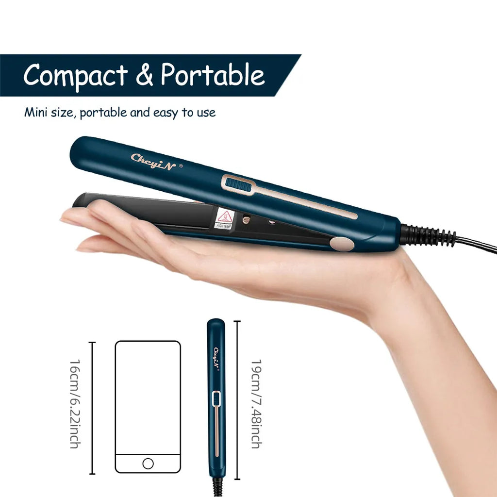 Mini Fer à Lisser & Bigoudi 2-en-1 – Portable, Température Constante 180°C, Double Tension