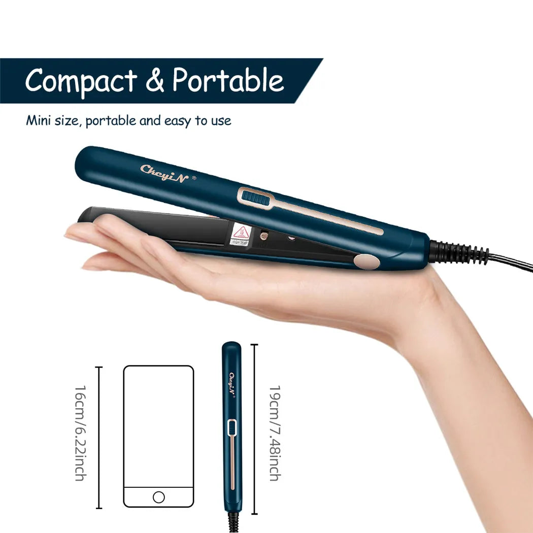 Mini Fer à Lisser & Bigoudi 2-en-1 – Portable, Température Constante 180°C, Double Tension