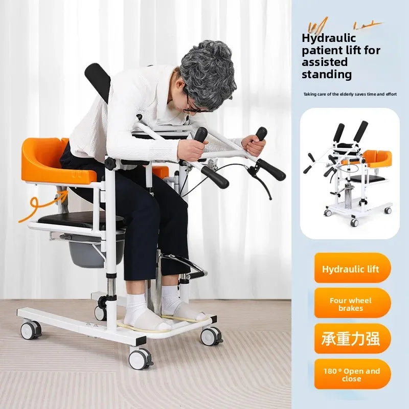 Chaise Hydraulique de Transfert d'ascenseur Patient W/180 ° Bac de lit à Siège Fendu