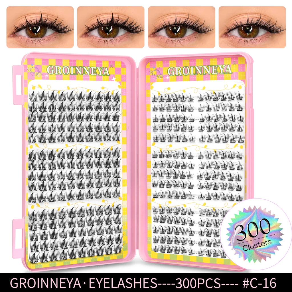 Eyelashes Clusters 320 pcs Natural Eyelash extension Cluster Lashes Volume Mixed Tray Lashes Cluster Natural Lashes