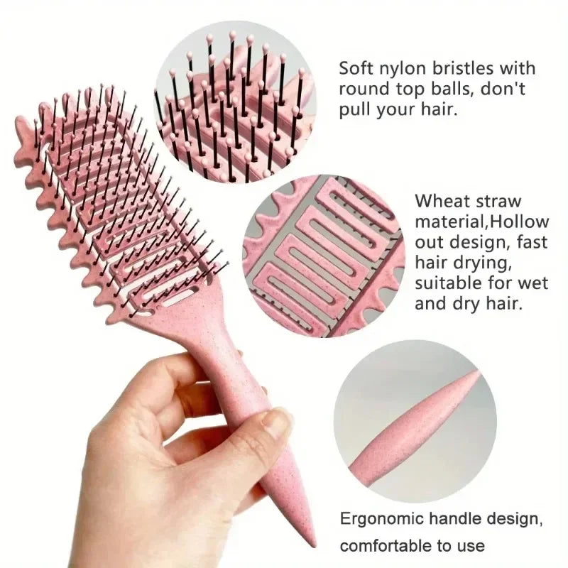 Brosse Définition de Boucles 3-en-1, un Outil Polyvalent Conçu pour Démêler, Définir et Styliser