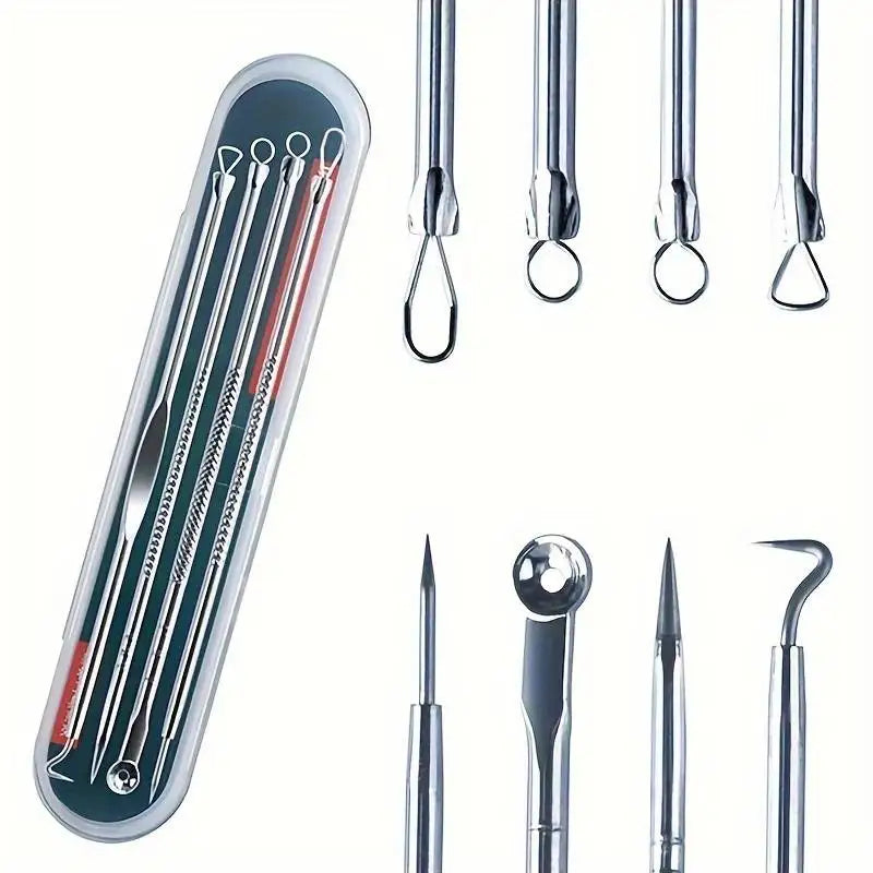 Kit D'Outils Pour Points Noirs, Nettoyant De Pores, Crochets Et Dissolvants De Boutons, Soins De La Peau, Non Parfumé, 4 Pièces/Ensemble