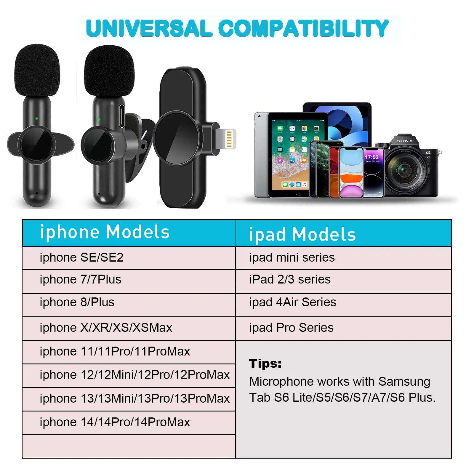 Microphone Lavallière sans fil 2.4G – Audio et Vidéo Haute Qualité