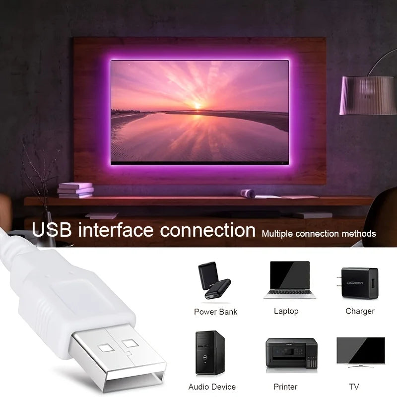 Bande Lumineuse LED RGB 5M – USB Multicolore avec Télécommande 24 Touches
