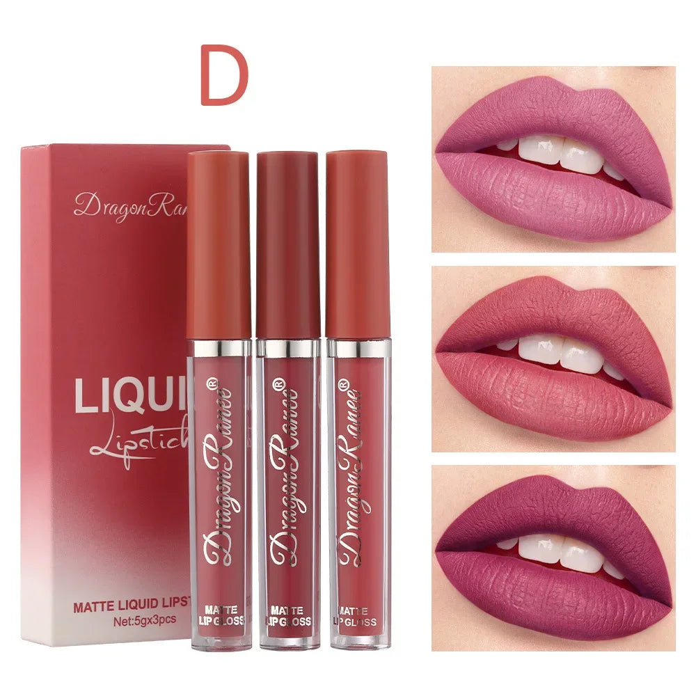 Ensemble de 3 Rouges à Lèvres Liquides – Longue Tenue & Waterproof