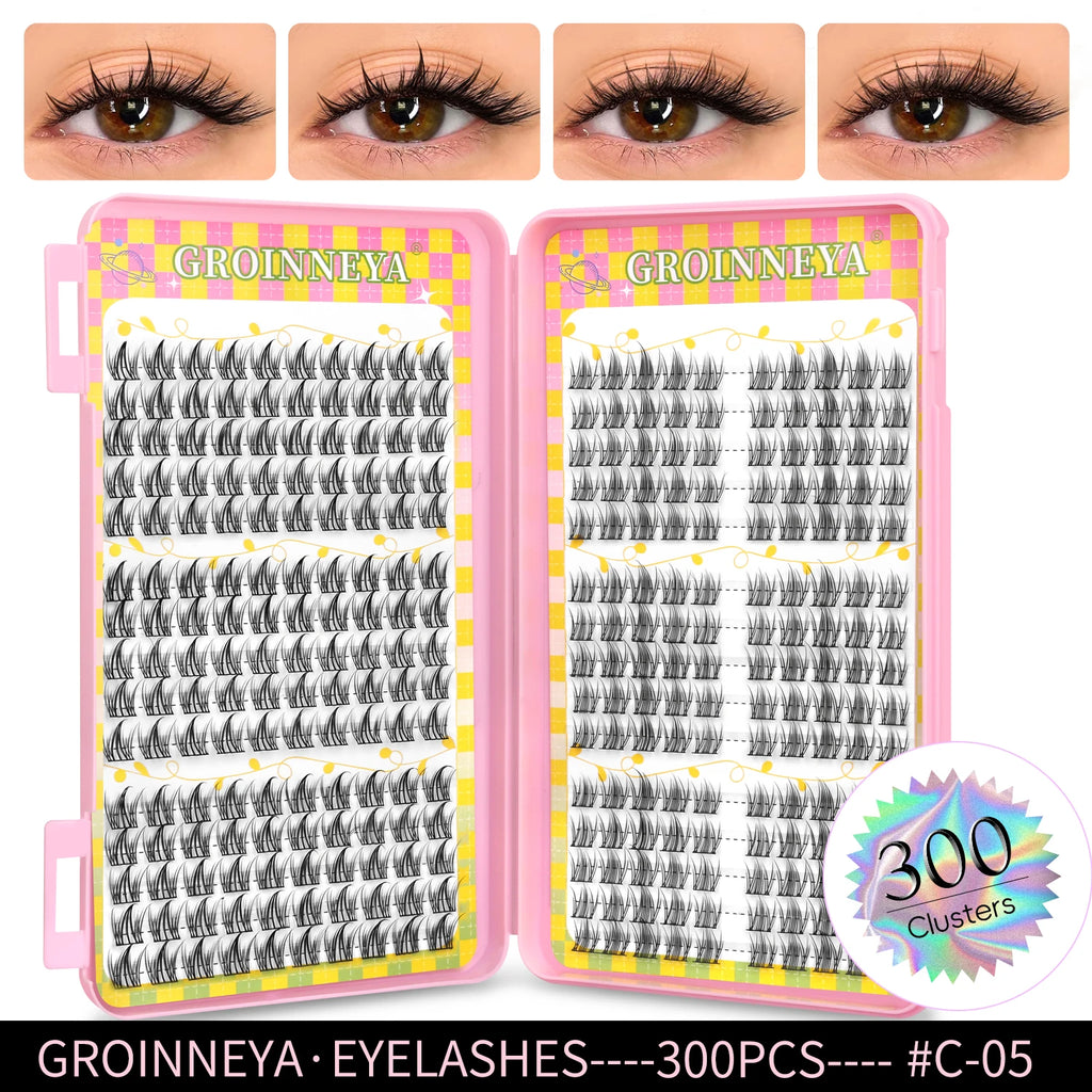 Eyelashes Clusters 320 pcs Natural Eyelash extension Cluster Lashes Volume Mixed Tray Lashes Cluster Natural Lashes