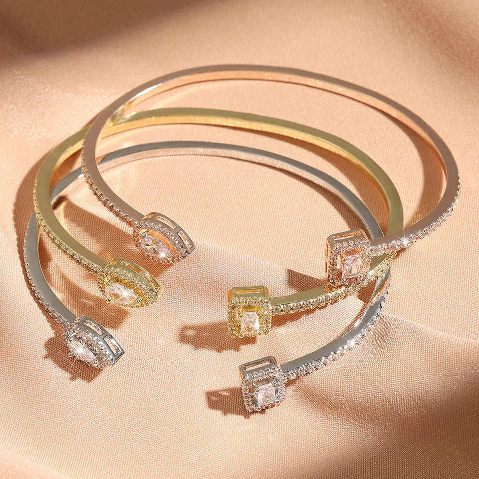 Bracelet Manchette Géométrique pour Femmes – Bijoux Mode Instagram en Zircone Cubique